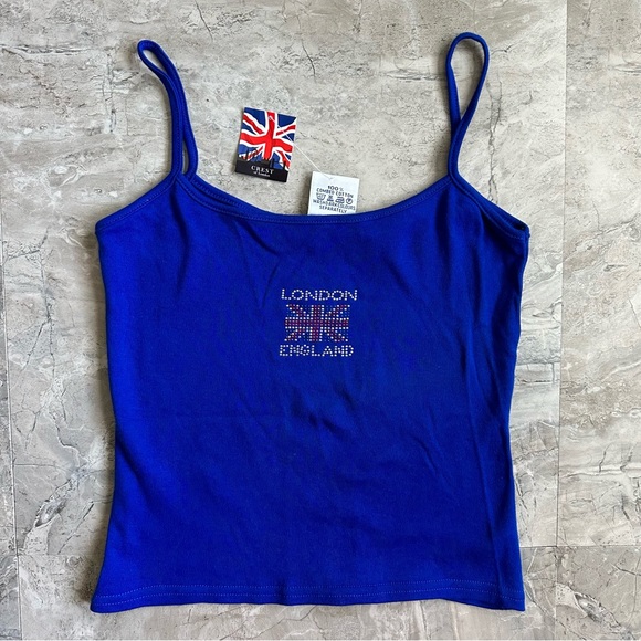 Crest of London Tops - NWT Crest of London y2k blue spaghetti strap cropped top